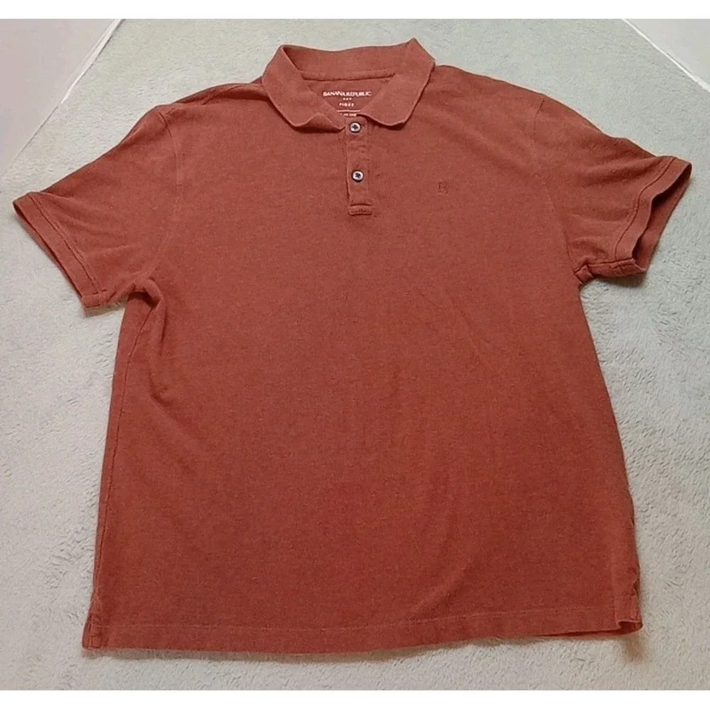 Banana Republic Men's Size Large Pique Short Sleeve Polo Shirt Color Rust